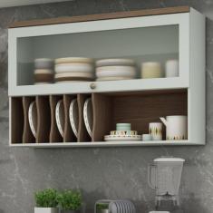 Imagem de Armário Aéreo Para Cozinha Com Porta De Vidro Provençal Iluminata Geni