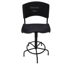 Imagem de Cadeira iso caixas alta com base de ferro  fixa preta plastica pra balcao mercado recpçao