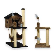 Imagem de Casa Para Gatos Dois Andares Rede E Brinquedos  Plataforma 2 Andares P