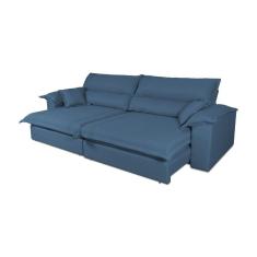 Imagem de Sofá Retrátil Reclinável 2,30m Nivus Azul Molas Ensacadas - King House