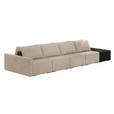 Imagem de Sofá Ilha 4 Lugares Living 432cm Modulado Para Sala Lary Linho Bege/Pu