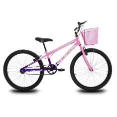Imagem de Bicicleta Infantil Aro 24 KOG Feminina com Cestinha Cor Violeta Degrade Branco