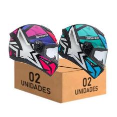 Imagem de Capacete Feminino Masculino Peels Spike Il 1st Rosa e Verde Agua Kit 2