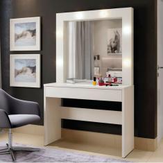 Imagem de Camarim Requinte Em Mdf/mdp 1 Gaveta Com Lâmpadas Mavaular Off White 110v