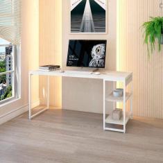 Imagem de escrivaninha com estante studio snow e branca 150x75 cm