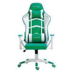 Imagem de Cadeira Gamer Mymax Mx5, Com Almofadas, Reclinável, Branco E Verde - M