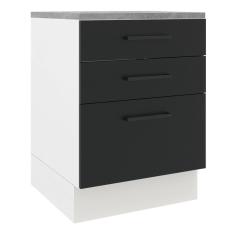 Imagem de Balcão Madesa Agata 84x60cm 3 Gavetas Branco Preto