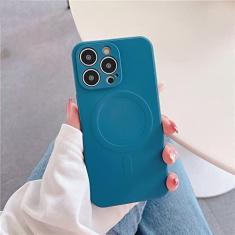 Imagem de Capa magnética de carregamento sem fio para iPhone 13 12 11 Pro Max XS Max XR X 7 8 Plus Capa de silicone líquido para proteção de câmera, T4, para iphone XR