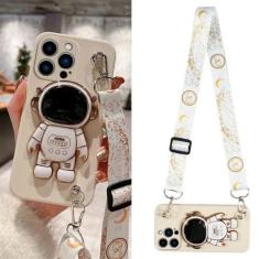 Imagem de Crossbody Lanyard Astronaut Bracket Phone Holder Case para iphone 14 13 12 11 15 Pro XS Max Mini XR X 8 7 6 6S Plus SE 2020 Capa, branca, para iphone 8 ou 7