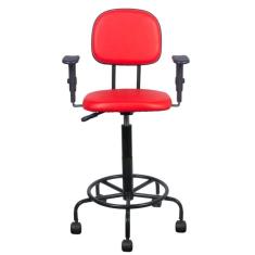 Imagem de Cadeira caixa alta L duplo com braço  base semi  corano vermelho