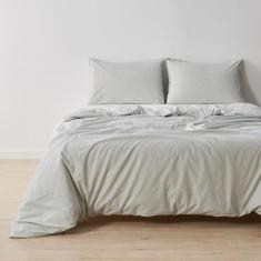Imagem de Conjunto de edredom 100% algodão pima percal - 2 peças de capa de edredom tamanho solteiro com fronha - respirável, durável, conjunto de cama de algodão de fibra longa - laços de canto e fecho de