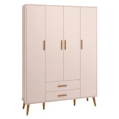 Imagem de Guarda Roupa Infantil Isis 4 Portas E 2 Gavetas Rosa - Reller Móveis Rosa