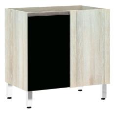 Imagem de Balcão Sem Tampo Canto Reto Luciane 80cm Luci Legno Crem e Preto Tx