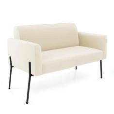 Imagem de Sofá Namoradeira 2 Lugares Pé de Ferro Preto Marisa Veludo Bege D03 - D'Rossi