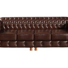 Imagem de Conjunto De Sofá 4 Lugares E 2 Poltronas Chesterfield Luís Xv Café