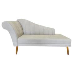 Imagem de Recamier Divã Pés Palito Para Sala Cecilia 1.60cm Suede Marfim -  INCA