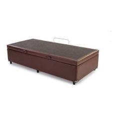 Imagem de Cama Box Baú Solteiro Blindado Sintético Marrom Com Pistões A Gás - Re