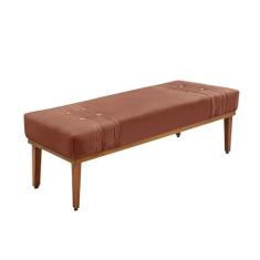 Imagem de Divã Recamier Banco Base Madeira para Quarto Gênova 90cm Veludo Cobre S04 - D'Rossi