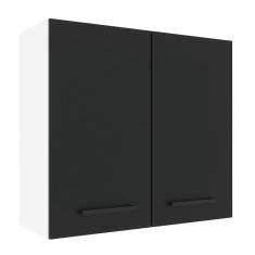 Imagem de Armário Aéreo Madesa Agata 70 cm 2 Portas - Branco/preto