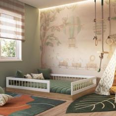 Imagem de Cama Montessoriana de Casal Affetto Aveiro Oak/branco