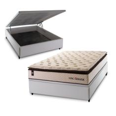 Imagem de Conjunto Box Baú Quartzo Bege 138x188x78 c/ Molas Ensacadas