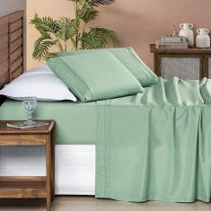 Imagem de Jogo De Lençol Queen Yara Bordado 4 Peças Verde