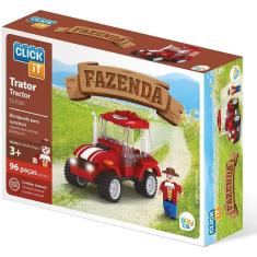 Imagem de Brinquedo Fazenda Trator C/96 Blocos De Montar - Click It