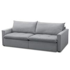 Imagem de Sofá Cama Casal Retrátil 208cm Carly F05 Linho Impermeabilizado Cinza