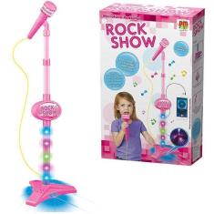 Imagem de Microfone Pedestal Infantil Rock Show Luz e Som Rosa dm Toys