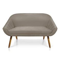 Imagem de Namoradeira Giovana 02 Lugares Suede Marrom Rato Pés Palito Castanho - D'Rossi