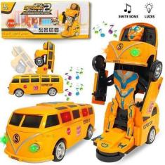 Imagem de Brinquedo Carrinho Transformers Vira Robô  Kombi Escolar Bate Volta So