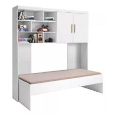 Imagem de Quarto Infantil Phoenix Armario Aereo e Cama Solteiro Branco - Phoenix