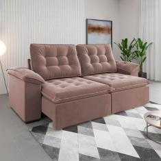 Imagem de Sófa 4 Lugares Mozart Retrátil e Reclinável Rosa - Viero Móveis