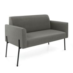 Imagem de Sofá Namoradeira 2 Lugares Pé De Ferro Preto Marisa Suede D03 - D'rossi Cor Grafite