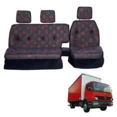 Imagem de Sofá Cama Banco Completo Mb Atego 1418 Cabine Simples Vermel - Pampa