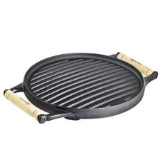 Imagem de Chapa Bifeteira Ferro Dupla Face Alça Madeira Santana 27x3cm