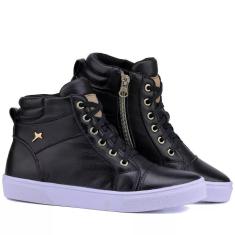 Imagem de Tênis Academia Sneaker Feminino Couro Conforto Academia-Feminino