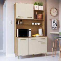 Imagem de Cozinha Compacta 5 Portas 1 Gaveta Gaby Móveis Cadorin Freijó/Areia