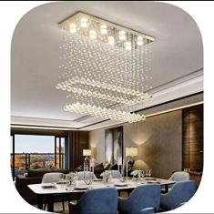 Imagem de LUSTRE DE CRISTAL, PARA MESA DE JANTAR COM 08 LÂMPADAS TIPO GU10 INCLUSAS