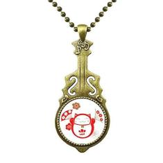 Imagem de DIYthinker Lucky Fortune Colar com pingente de flor de gato japonês antigo de guitarra