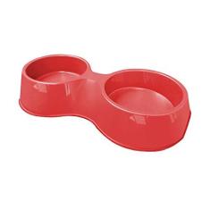 Imagem de Comedouro plástico Pop duplo para cães e gatos Furacão Pet n1 - 500 ml (vermelho)