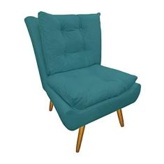 Imagem de Poltrona Decorativa Estofada Recepção Consultório Clínica Karen Suede  Turquesa - DL Decor