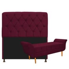 Imagem de Kit Cabeceira E Recamier 160 Cm Queen Size Suede Bordô