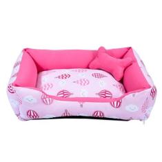 Imagem de Cama para Cachorro ou Gato Tamanho Grande 70x55cm + Ossinho Balão Pink