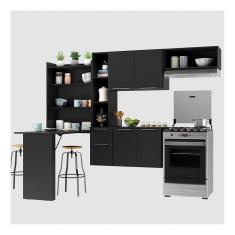 Imagem de Armário De Cozinha Compacta Com Mesa Dobrável Sofia Multimóveis V2007 Preto Preto