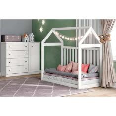 Imagem de Quarto de Bebê Completo Americano 2 Peças (1 Berço + 1 Cômoda) QI61 Branco - Henn