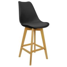 Imagem de Banqueta Monty Leda Luisa Saarinen Alta Base Fixa Madeira - Preta