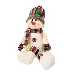 Imagem de Boneco de Neve Decorativo Sentado 58cm Pelúcia Felpuda Cachecol Crochê - E Christmas