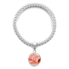 Imagem de DIYthinker Pulseira de prata com pingente redondo de carne crua e textura de alimentos de cordeiro