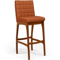 Imagem de Banqueta Alta Para Cozinha Sala De Jantar Fixa Mila L02 Tecido Terraco